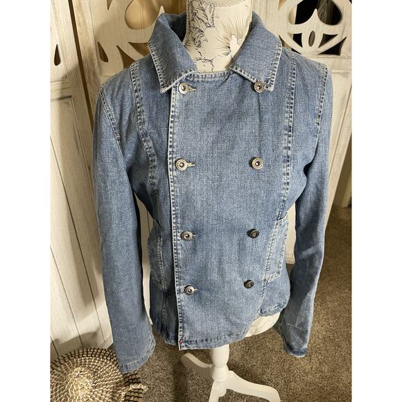 Vintage Tommy Hilfiger Denim Jean Blazer Button Jacket Size Medium - Picture 1 of 9